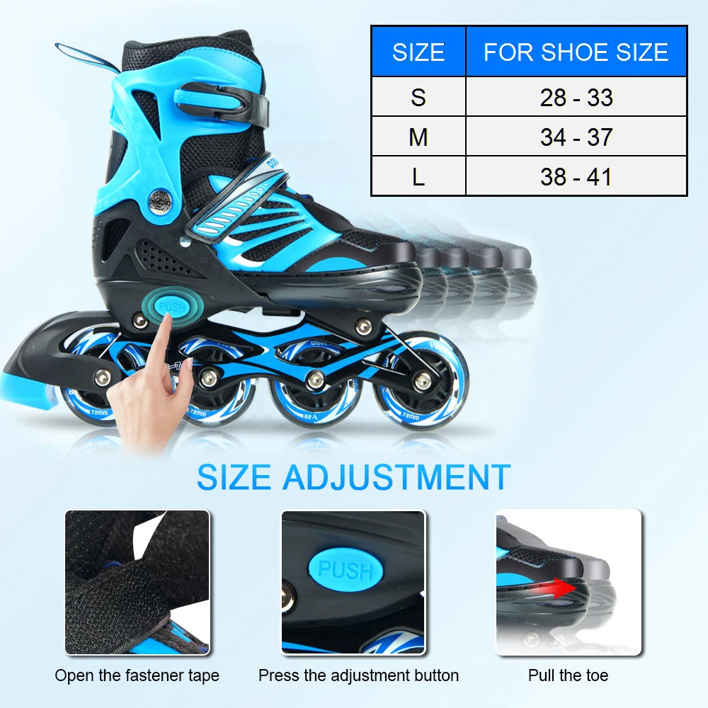 Adjustable Illuminating Inline Skates with Light Up Wheels