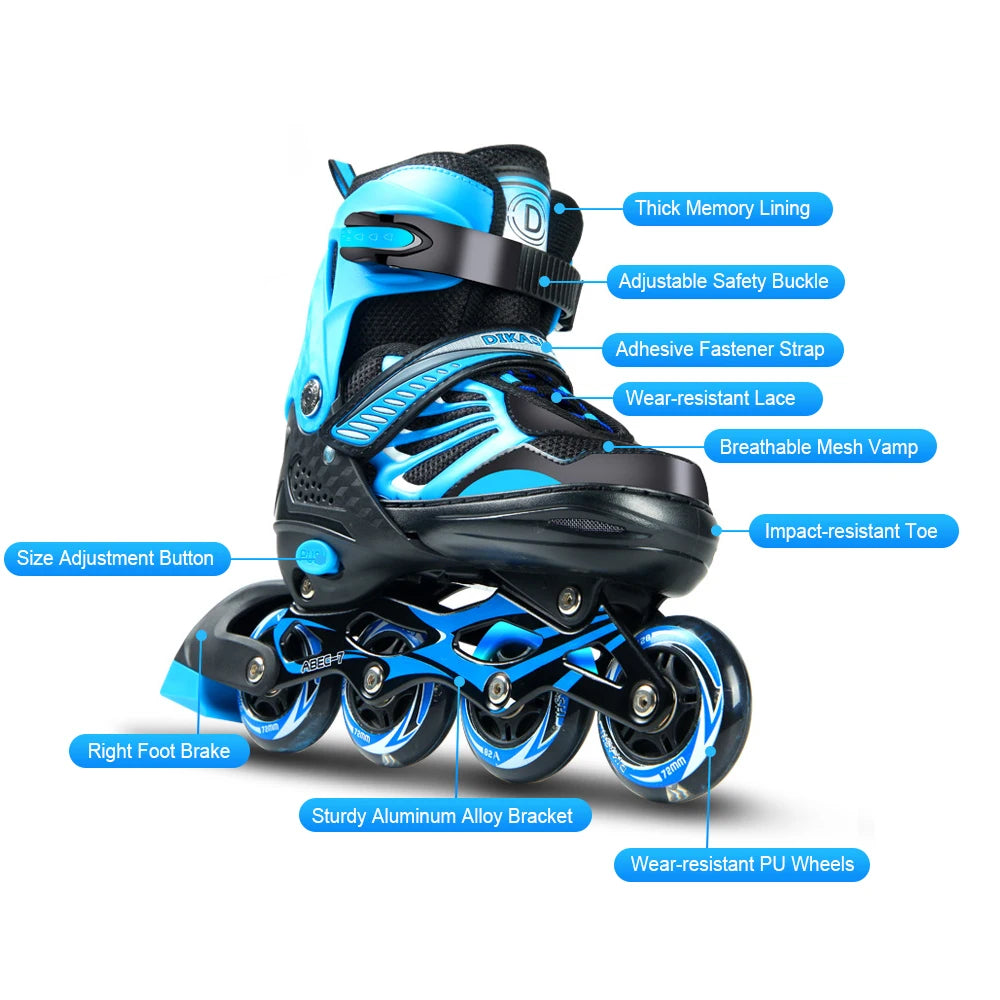 Adjustable Illuminating Inline Skates with Light Up Wheels