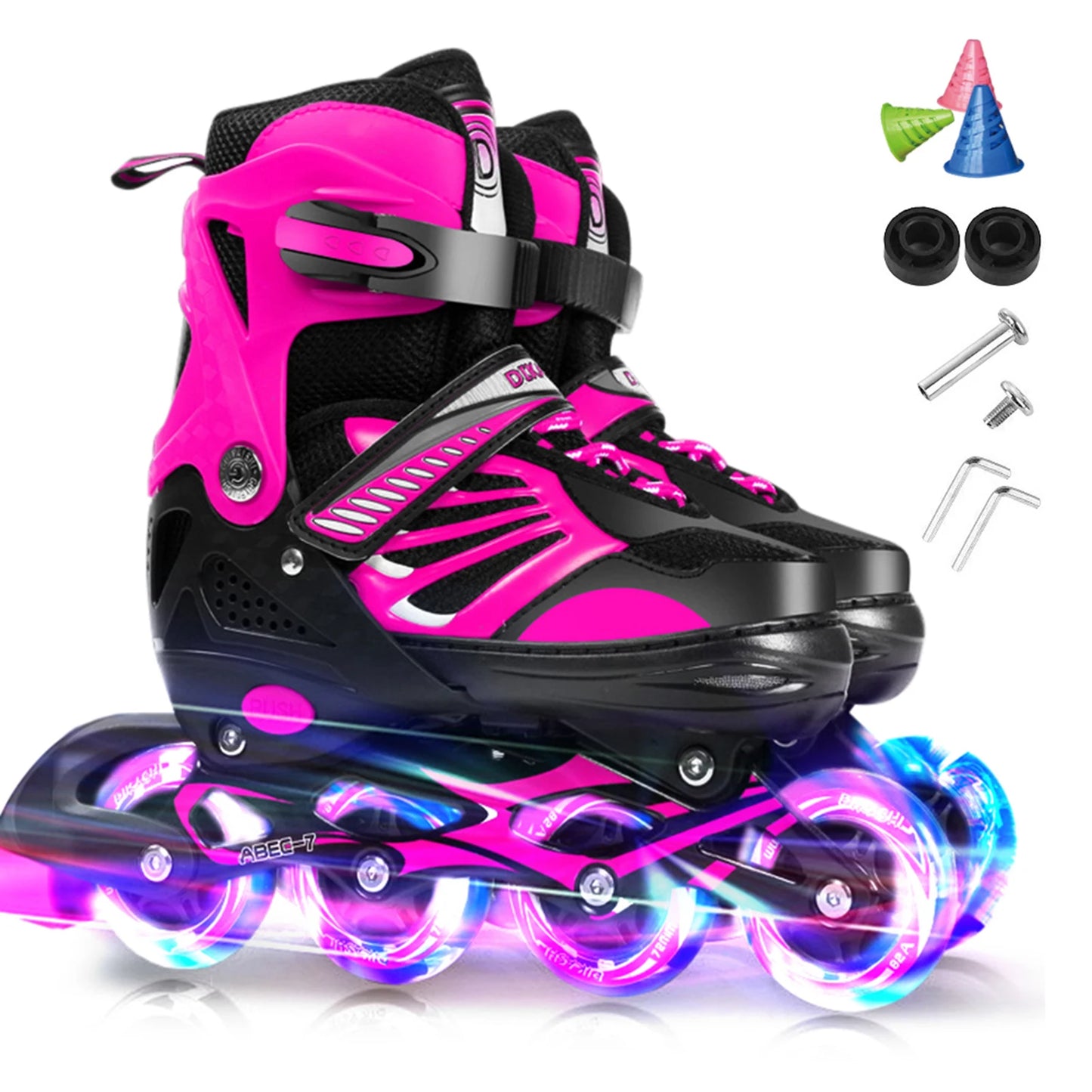 Adjustable Illuminating Inline Skates with Light Up Wheels