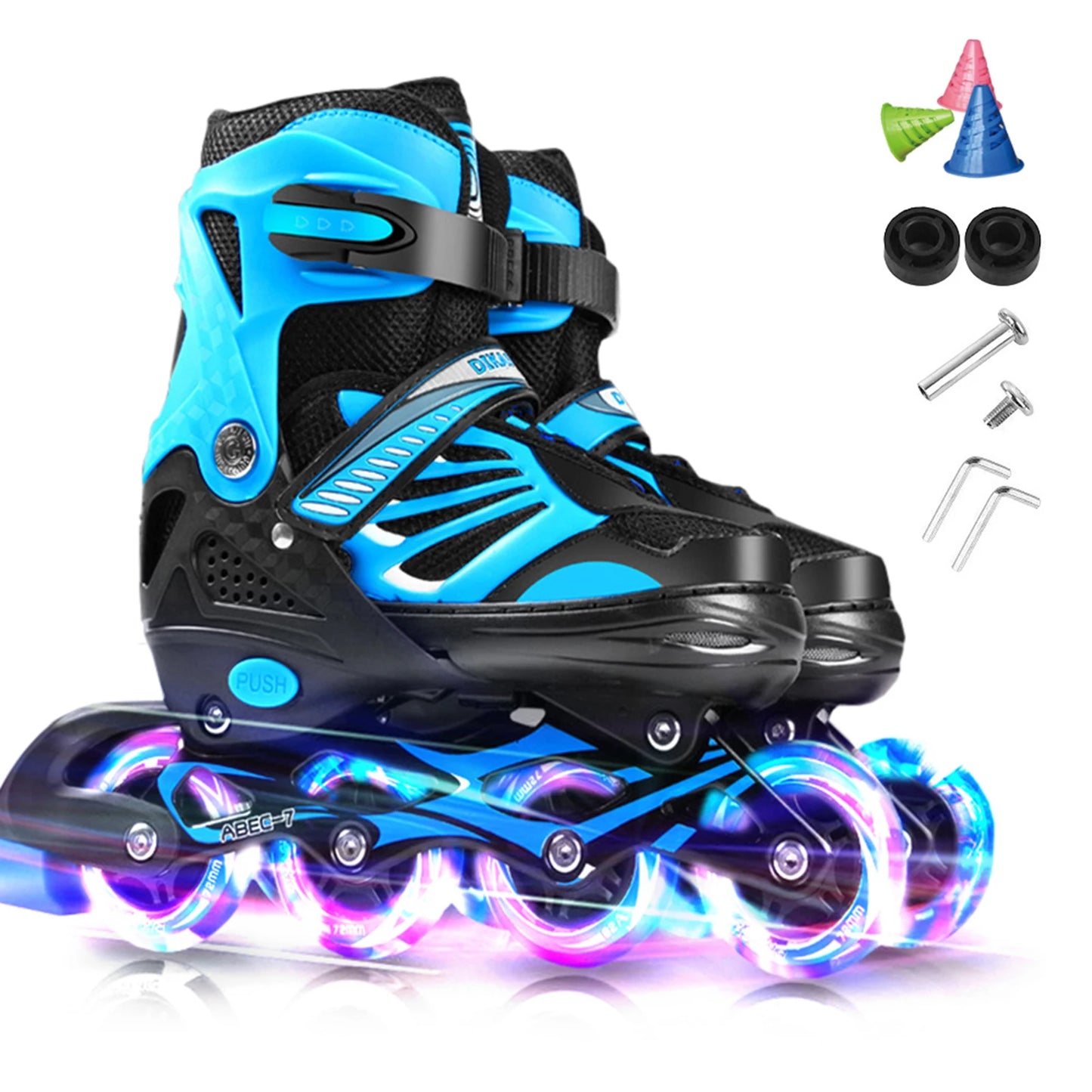 Adjustable Illuminating Inline Skates with Light Up Wheels