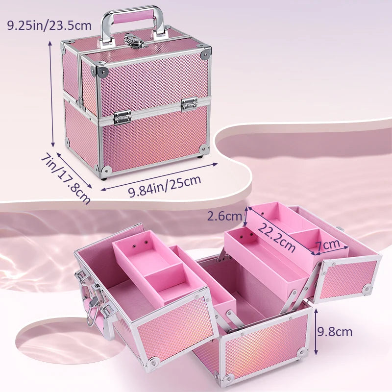 Makeup Case Portable Travel Alloy Cosmetics for Women