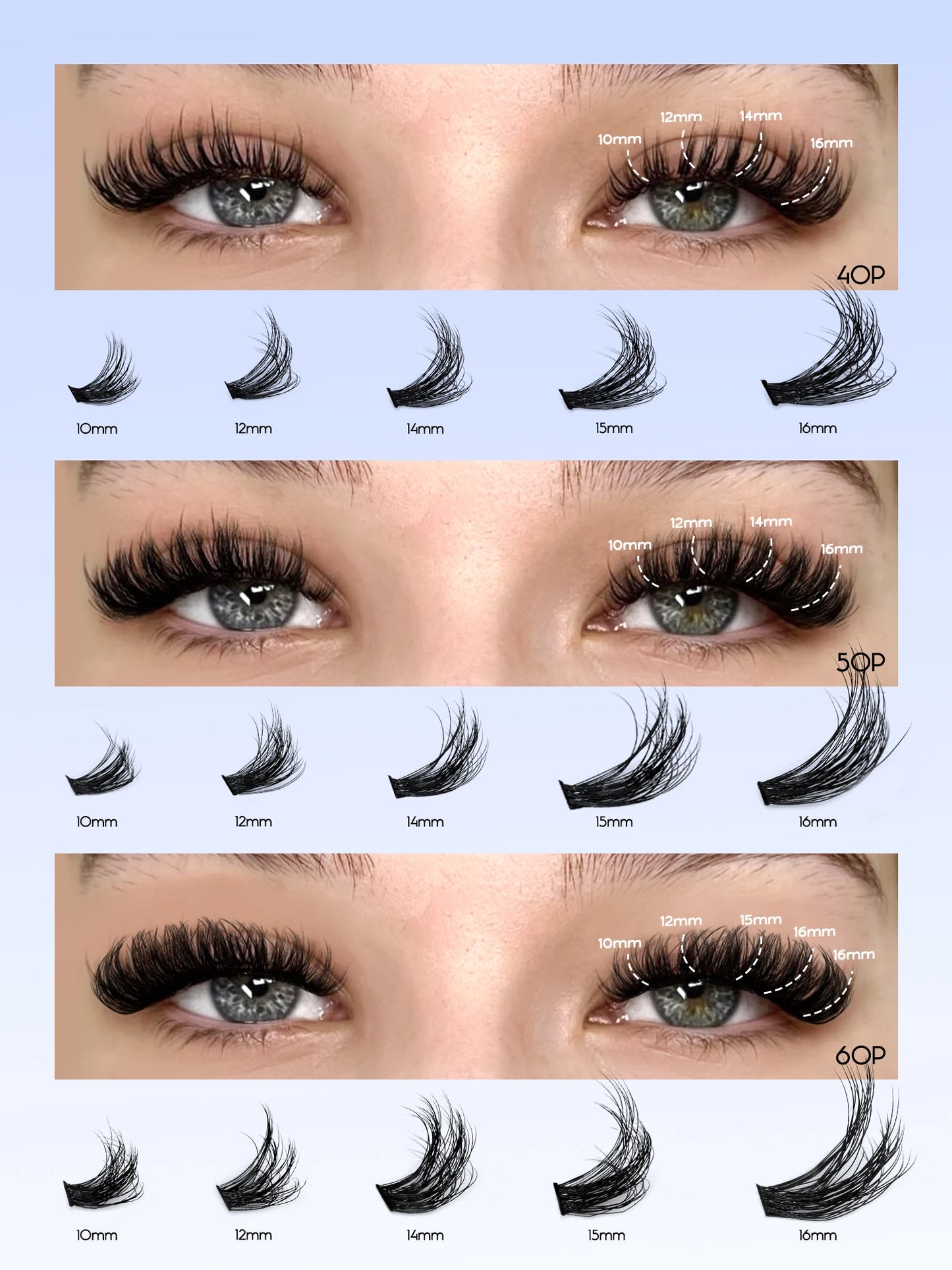 Kit Fluffy Individual Lashes Volume Mixed