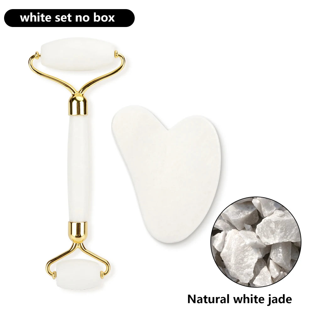 Roller Gua Sha Jade Stone Massage Set Face Lifting Beauty