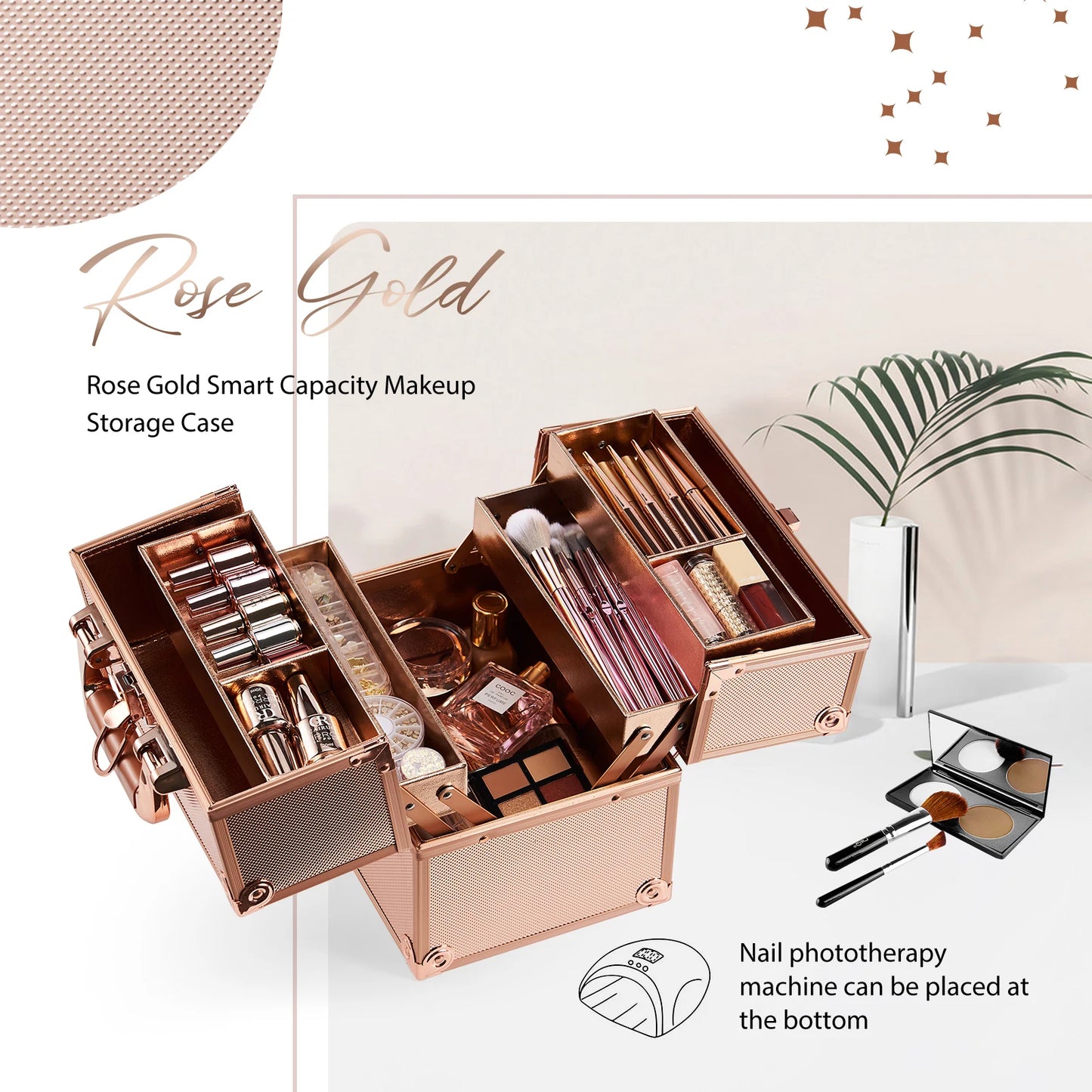 Makeup Case Portable Travel Alloy Cosmetics for Women