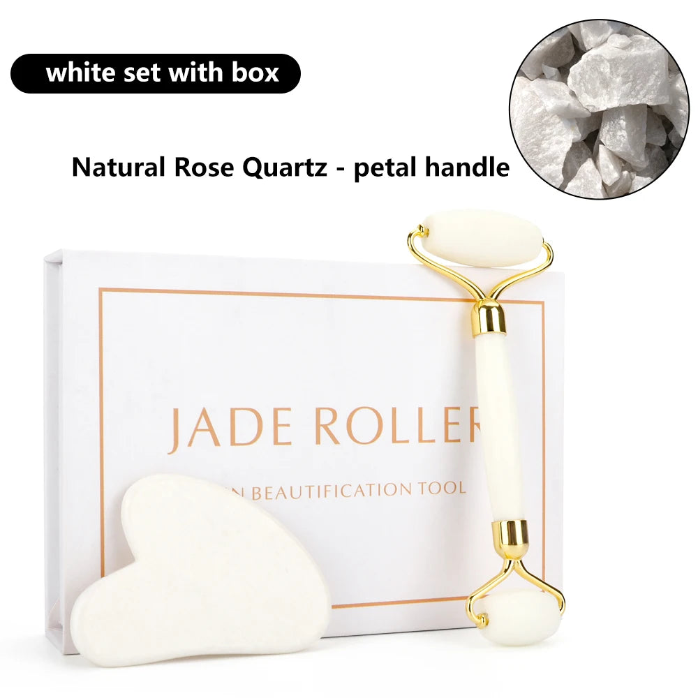 Roller Gua Sha Jade Stone Massage Set Face Lifting Beauty