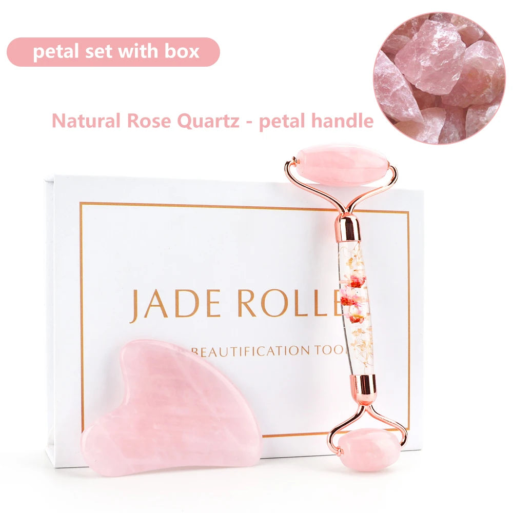 Roller Gua Sha Jade Stone Massage Set Face Lifting Beauty