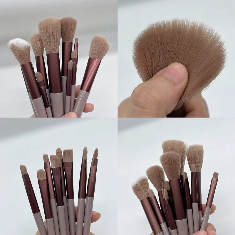 Brown makeup brush set