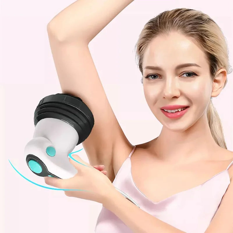 a woman using electric body massager