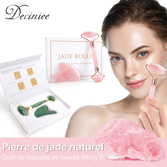 Roller Gua Sha Jade Stone Massage Set Face Lifting Beauty