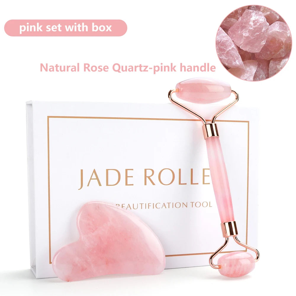 Roller Gua Sha Jade Stone Massage Set Face Lifting Beauty