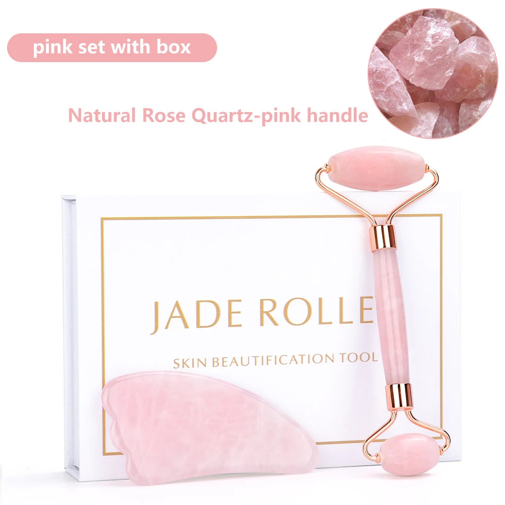 Roller Gua Sha Jade Stone Massage Set Face Lifting Beauty